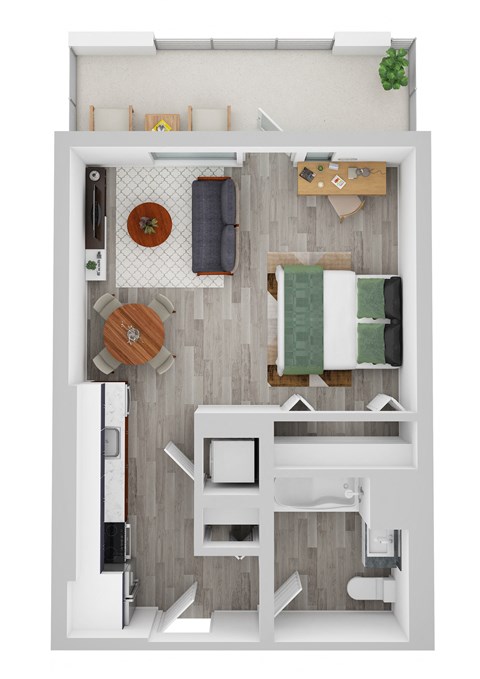 Studio D Floor Plan at Noca Blu, Chicago, IL, 60647